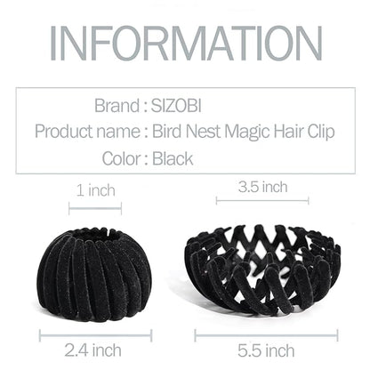 Bird Nest Magic Hair Clip, Hair Bun Maker Hair Accessories for Thick Thin Hair，4 Black