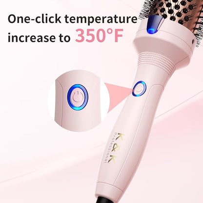 K&K Thermal Brush Curling Iron 1.77 Inch Ceramic Tourmaline Ionic Hair Styler for Loose & Voluminous Curls, Dual Voltage for Long Hair