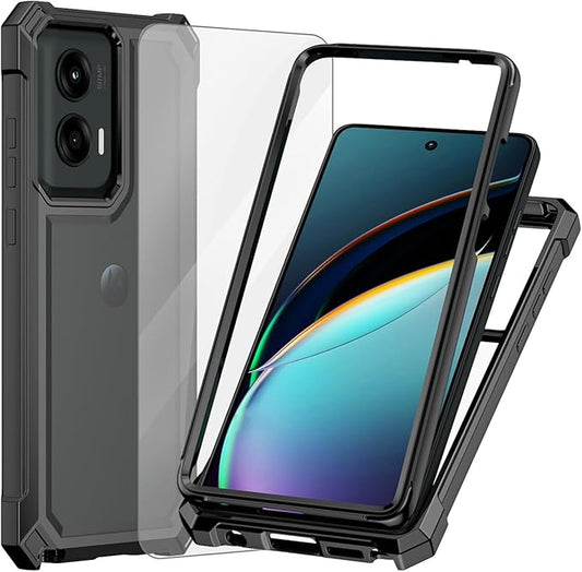 Ailiber for Motorola Moto G Stylus 5G 2024 Case, Moto G Stylus 5G 2024 Clear Case with Screen Protector, Dual Layer Shockproof Bumper, Transparent Protective Cell Phone Cover-Black