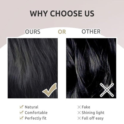 Onpep Bob Wig with Bangs Darkest Brown Short Straight Wigs for Women Shoulder Length Heat Resistant Synthetic Natural Color Wigs