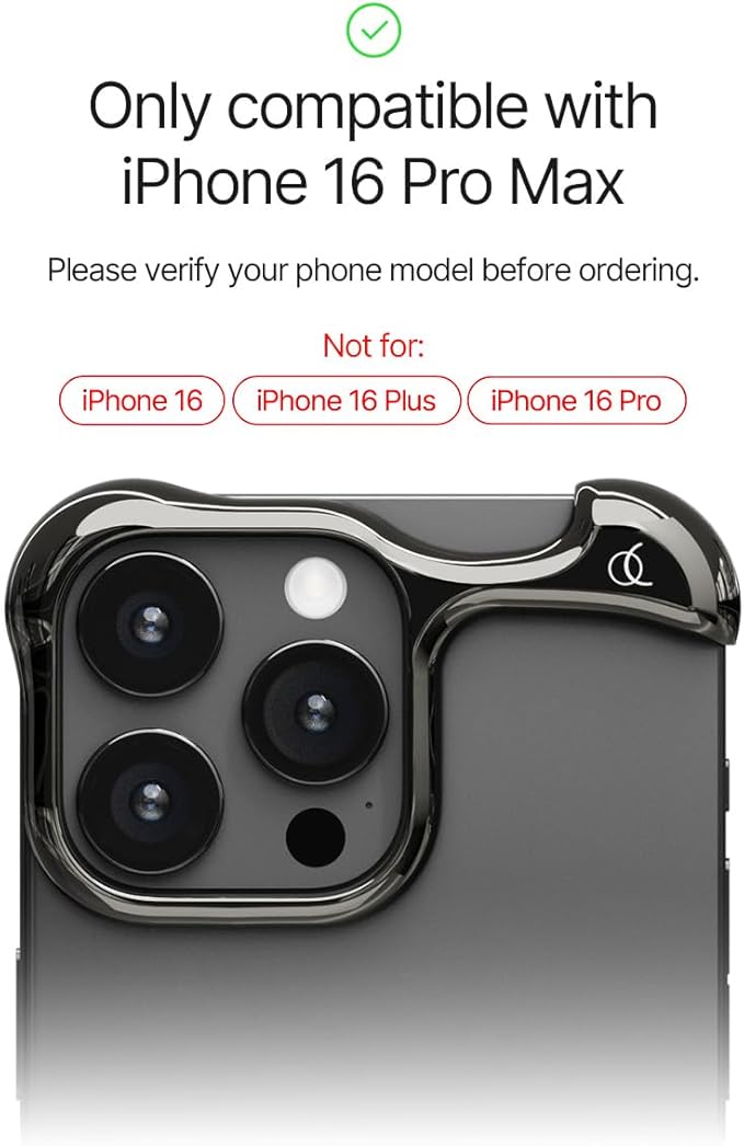 Arc Pulse Compatible with iPhone 16 Pro Max Phone Case (2024), Minimalist Protective Shock Absorption Aerospace Grade Aluminum Shells + Elastomer Inlays Easy Fit 6.9 inch (Aluminum Polished Graphite)