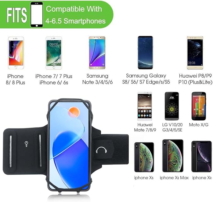 Wristband Phone Holder,HCcolo 360°Rotatable Universal Sports Wristband for iPhone X/8 Plus/8/7/6s,Galaxy S9 Plus/S9/S8 & Other 4”-6.5”Smartphone,Running Armband for Hiking Biking Walking (Wrist)