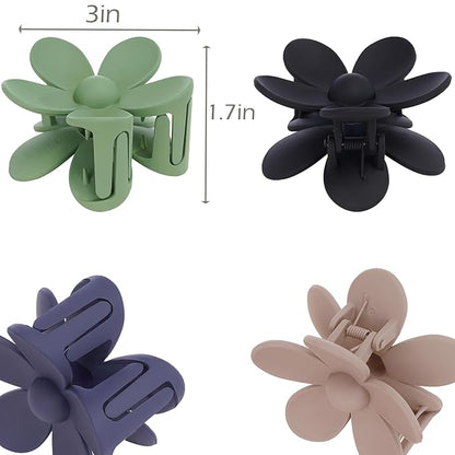 Flower Hair Clips 6 PCS Flower Claw Clips Daisy Clips for Women Matte Large Claw Clips Strong Hold Jaw Clamps Hair Accessories for Thick Hair 6 Colors