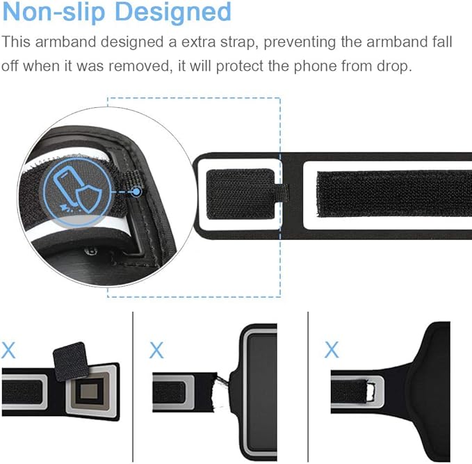 iPhone 16 15 14 Armband with Earphone Holder, JEMACHE Water Resistant Gym Running Workouts Arm Band for iPhone 16e 16 15 14 13 12 11 Pro (Black)