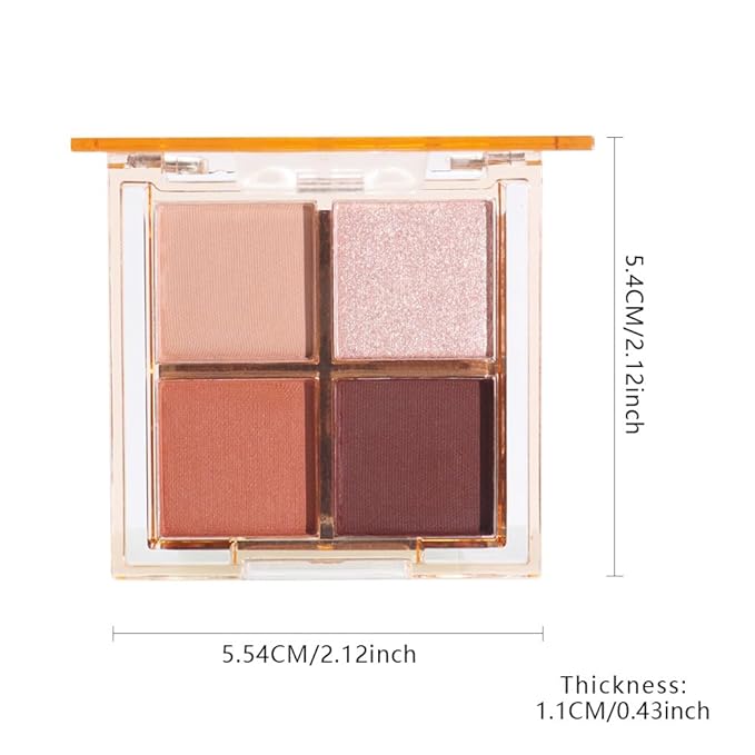 Eyeshadow Quads Blendable Glitter Matte Eyeshadow Palette,Nude Champagne Gold Orange Dark Coffee Sparkly Four Eyeshadow Palette Makeup,Everyday Nature Long-Lasting Waterproof Women Girls Eyeshadow 3#