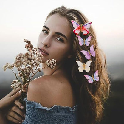 20Pcs Rainbow Glitter Butterfly Hair Clips - Fairy Accessories for Women & Teens