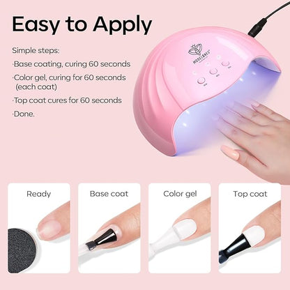 modelones Gel Nail Polish Set 2 Pcs 15 ML Nude Pink Translucent Sheer Glitter French Tip Gel Polish Soak Off LED For Nail Art DIY Shimmer French Manicure At Home For Women Girls