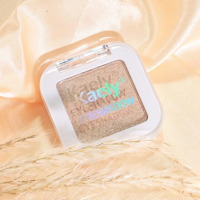 evpct Light Nude Brown Shimmer Single Eye shadow Palette Makeup for Older Women, Iced Latte Glitter Sparkly Cream Eye Shadow Palette Brightener for Older Women, High Pigment Monochrome Mini Eyeshadow