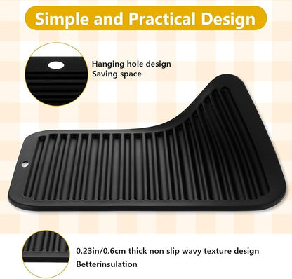 Large Heat-Resistant Mat for Styling Tools - 12"x9" Professional Flat Iron Mat, Travel Silicone Mat for Curling Irons, Hair Straighteners, Blow Dryers, and Salon Appliances, Black