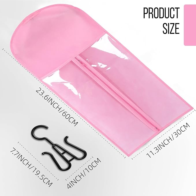 12PCS Wig Storage Wig Bags Storage with Hanger Hair Extension Holder Wig Hanger for Multiple Wigs Hair Extension Hanger Wig Holder Hair Extension Storage Hair Extensions, Wigs & Accessories (PINK)