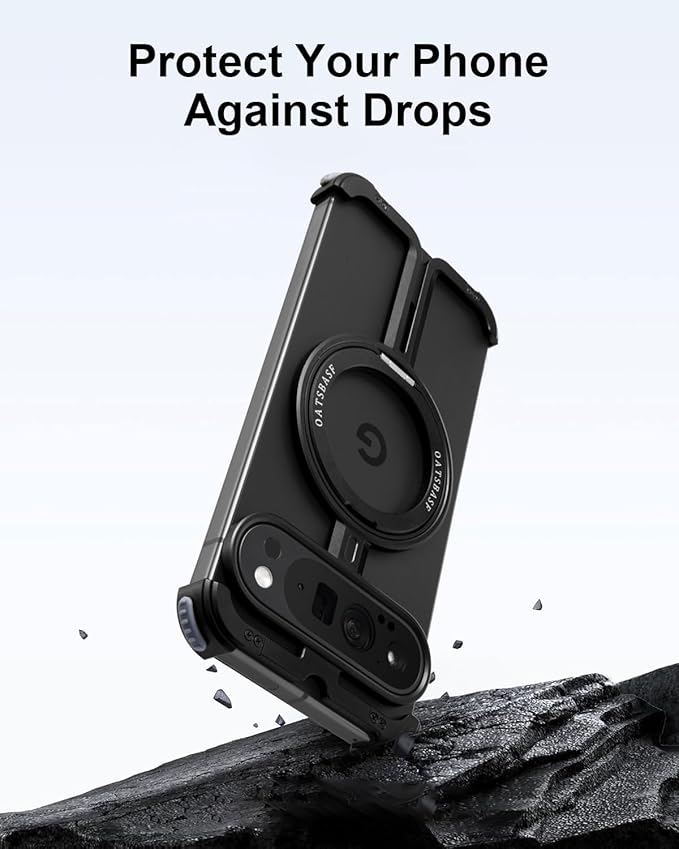 OATSBASF Bumper Case for Google Pixel 9 Pro/Pixel 9, Invisible Magnetic O-Ring Stand Case, Minimalist Phone Case for Google Pixel 9 Pro/Pixel 9, Frameless Design, Black
