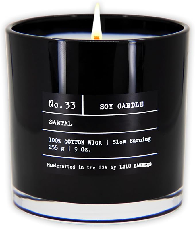 Lulu Candles | Santal | Luxury Scented Soy Jar Candle | Hand Poured in The USA | Highly Scented & Long Lasting (9 Oz.)