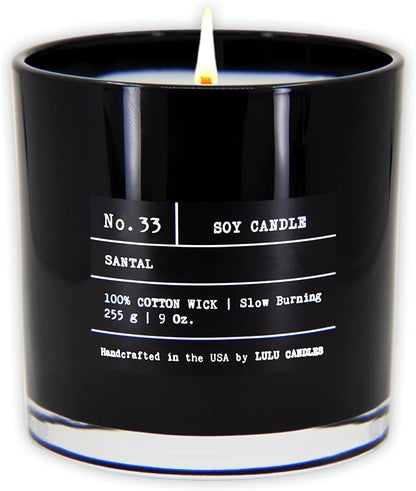 Lulu Candles | Santal | Luxury Scented Soy Jar Candle | Hand Poured in The USA | Highly Scented & Long Lasting (9 Oz.)