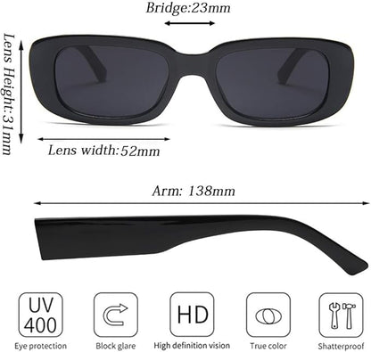 4 Pieces Retro Vintage Sunglasses Small Square Rectangle 90s Glasses Trendy Y2K for Women Aesthetic Accessories
