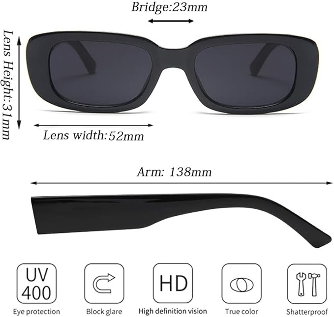 4 Pieces Retro Vintage Sunglasses Small Square Rectangle 90s Glasses Trendy Y2K for Women Aesthetic Accessories