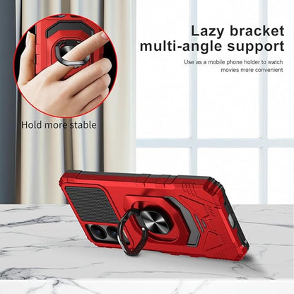 for Cricket Icon 6 / ATT Verge Case with 1 Pack Screen Protector,Dual Layer Hybrid Heavy Duty Defender Protection,Sleek Rugged Reinforced Cushion Corner Kickstand Shockproof Bumper Cover Red