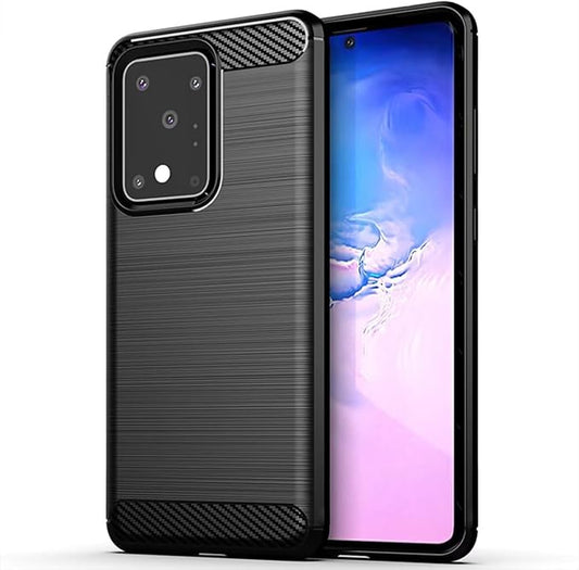 for Samsung Galaxy S20 Ultra Phone case, Shockproof, Scratch Resistant Carbon Fiber Jacket, Soft TPU, for Galaxy S20 Ultra case (Black)
