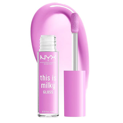 NYX PROFESSIONAL MAKEUP This Is Milky Gloss, Vegan Lip Gloss, 12 Hour Hydration - Lilac Splash (Sheer Baby Purple)