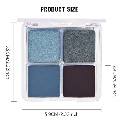 4 Colors Icy Blue Steel Blue Midnight Blue Jet Black Eye Shadow Palette Makeup, Highly Pigmented Waterproof Matte Shimmer Eyeshadow Palette for Women, paleta de sombras de ojos, Vegan & Cruelty-free13
