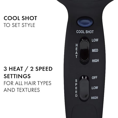 Hot Tools Pro Artist Turbo Styling Hair Dryer | Lightweight and Quiet, Silver/Black, 1 Count (Pack of 1)
