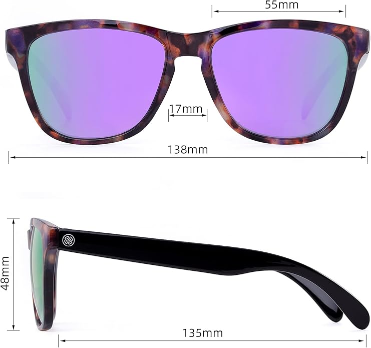 COLOSSEIN Sunglasses Womens,Classic Square Frame UV400 Mirrored Lens,Sunglasses Fit For Beach,Vacation,Driving