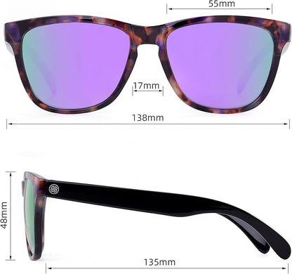 COLOSSEIN Sunglasses Womens,Classic Square Frame UV400 Mirrored Lens,Sunglasses Fit For Beach,Vacation,Driving