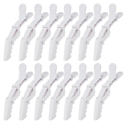 Ondder 14 Pack Alligator Hair Clips for Styling Sectioning, White Salon Pro Hair Clips for Barber Clips for Hair Coloring, Cutting, Sectioning