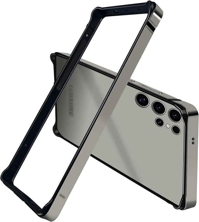 New Aluminum Frame Metal Bumper Frame Slim Hard Cover Suitable for Samsung s25ultra case, Metal Frame with Soft Inner Bumper, Raised Edge Protection (Titanium Gray, Galaxy S25 Ultra)
