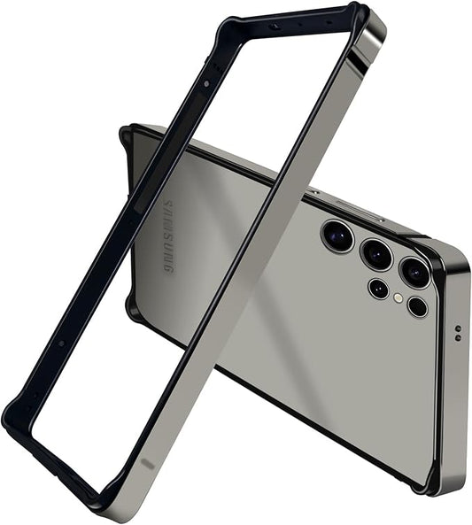 New Aluminum Frame Metal Bumper Frame Slim Hard Cover Suitable for Samsung s25ultra case, Metal Frame with Soft Inner Bumper, Raised Edge Protection (Titanium Gray, Galaxy S25 Ultra)