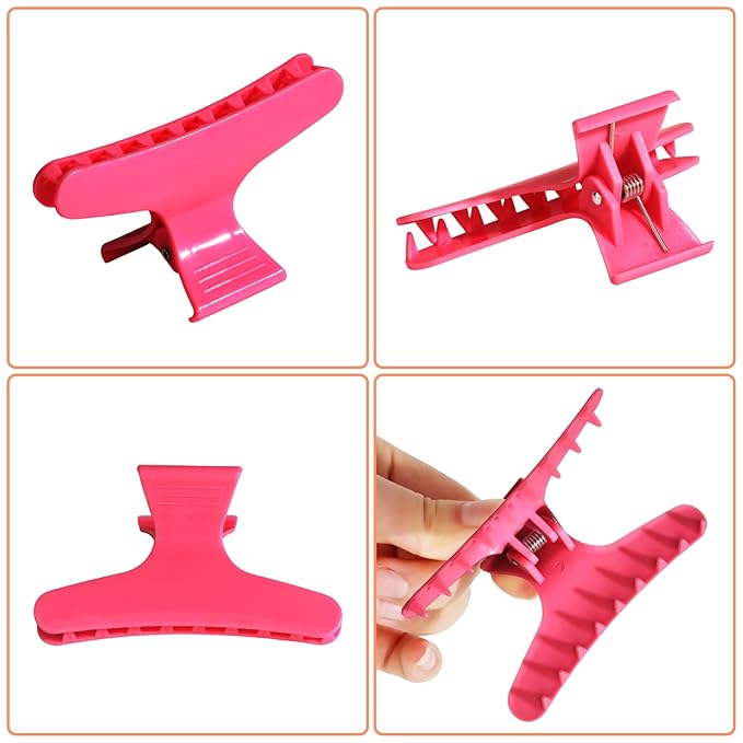 Ondder Light Red Butterfly Hair Clips for Styling Sectioning Pro Salon Butterfly Plastic Claw Clips Hair Styling Clip Barber Clips for Cutting, Coloring Hair, Hair Accessories for Women Girls