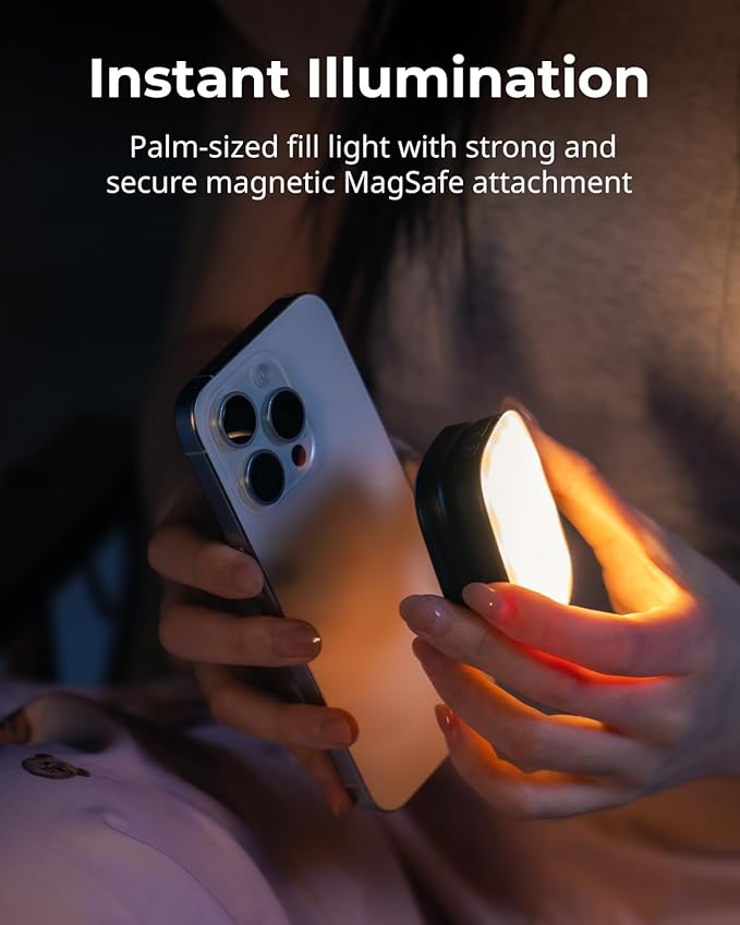 SmallRig Magnetic Selfie Light for iPhone, Phone Light with a Mirror, Instant Attachment for MagSafe, for Selfies, Video Conference, Vibe P48 Black