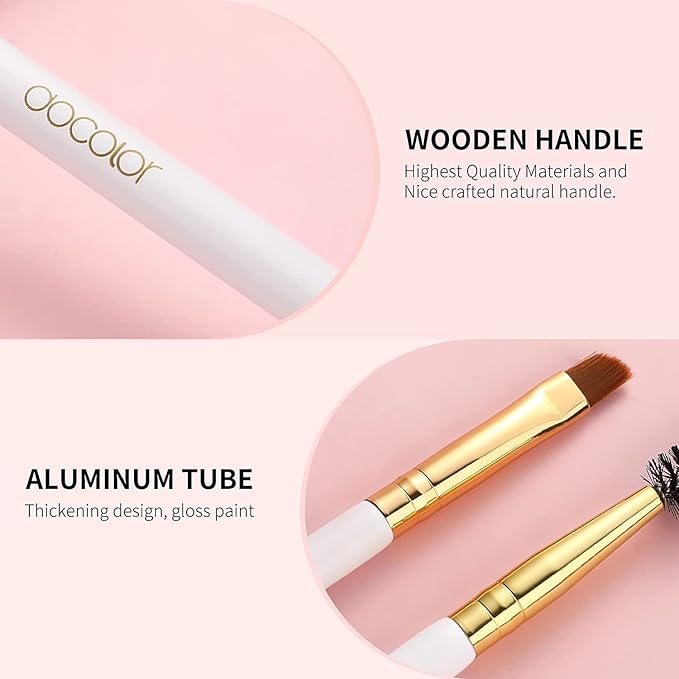 Docolor Eyebrow Brush Duo Eyebrow Spoolie 3Pcs Professional Angled Eye Brow Brush Perfect for Lining and Shaping Brows, Spoolie for Brows or Lashes White