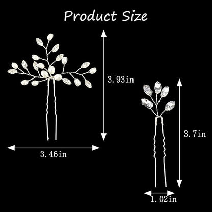 5 Pcs Rhinestone Bridal Hair Pins Sparkly Bride Hair Piece for Women Crystal Pearl Hair Accessories for Bride Bridesmaids Flower Girls(Silver)