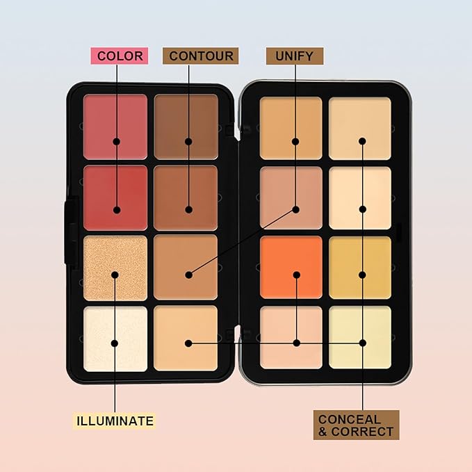 16 Colors Makeup Palette, Full Size, Includes Face Bronzer, Blush, Conceal, Highlighter, Contour, Eyeshadow, 10 Makeup Brushes, for Travel, Holiday, Professional, Daily Use, Christmas