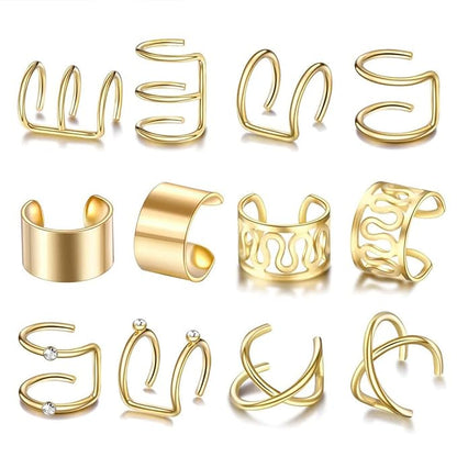 24 Pcs Gold Hair Braids Dreadlock, Non-Piercing Ear Clip Beard Beads Cuffs Clip Hair for Women Men Hair Accessories Styling Jewelry Tools