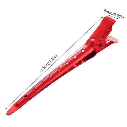 24 Packs Duck Bill Clips, Bantoye 3.35 Inches Rustproof Metal Alligator Curl Clips with Holes for Hair Styling, Hair Coloring, Red
