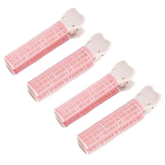 4Pcs Pink Hair Rollers with Clip Volumizing Bangs Curler DIY Styling Accessories Tool Portable Self Grip Volume Hair Root Clips Styling Tools and Appliances