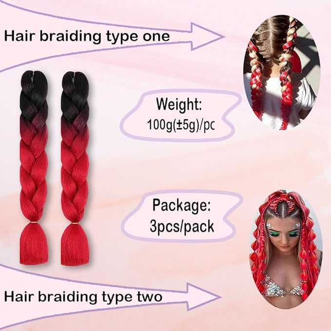 Ombre Braiding hair synthetic Crochet braids twist 24inch 3pcs/lot 100g Ombre two three tone Jumbo braid hair extensions Dreadlocks