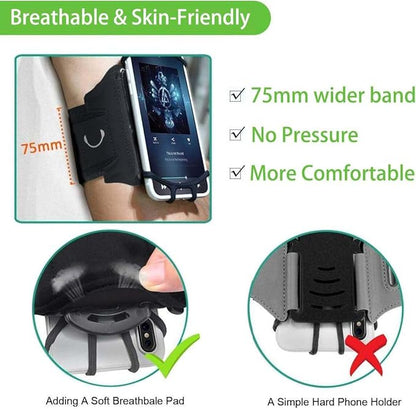 Wristband Phone Holder,HCcolo 360°Rotatable Universal Sports Wristband for iPhone X/8 Plus/8/7/6s,Galaxy S9 Plus/S9/S8 & Other 4”-6.5”Smartphone,Running Armband for Hiking Biking Walking (Wrist)