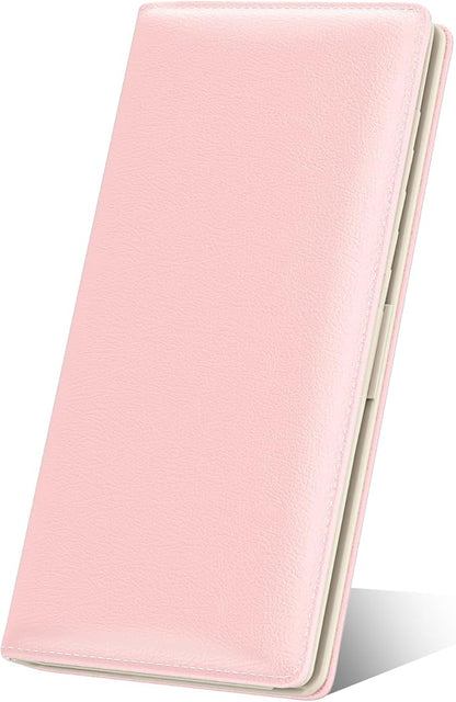 Nipichsha Womens Wallet, RFID Slim Wallets for Women, Thin Ladies Credit Card Holder Purse, Cute Leather Bifold Clutch Billfold with 11 Card Slots & ID Window, Pink