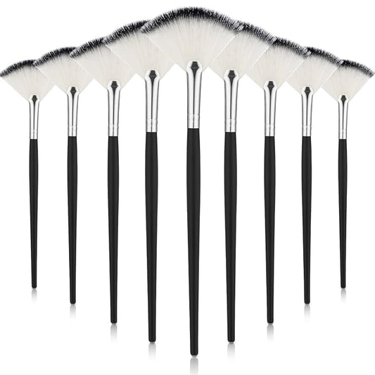 9 Pieces Facial Fan Mask Brushes, Soft Facial Applicator Brushes Tools for Peel Glycolic Makeup for Mud Cream(Black and Silver)