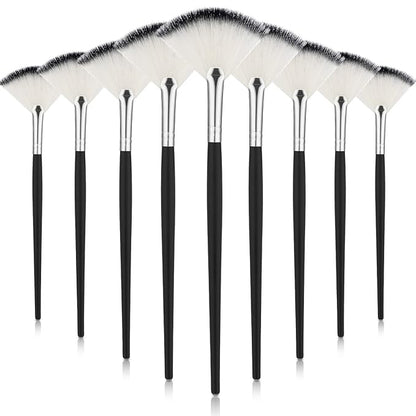9 Pieces Facial Fan Mask Brushes, Soft Facial Applicator Brushes Tools for Peel Glycolic Makeup for Mud Cream(Black and Silver)