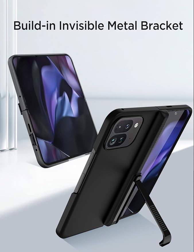 Miimall Slim Cases for Google Pixel 9 Pro Fold Phone Case,[Invisive Kickstand & Drop Protection] Full Body Anti Scratch Slim Thin Drop Proof Cover Phone Case for Google Pixel Fold 2, Matte Black