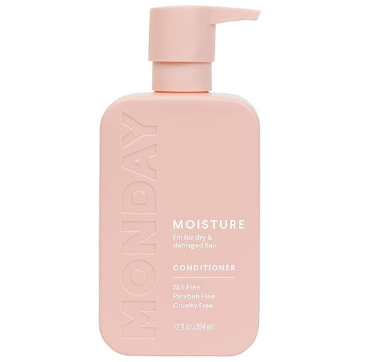MONDAY HAIRCARE Moisture Conditioner 12oz for Dry, Coarse, Stressed, Coily and Curly Hair, Made from Coconut Oil, Rice Protein, Shea Butter, & Vitamin E, 100% Recyclable Bottles (350ml) (10434)