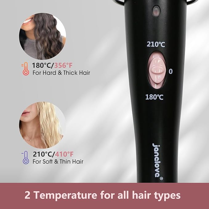 3 Barrel Curling Iron Wand, janelove 1 Inch Ceramic Tourmaline Triple Barrels, Hair Waver with Two Temperature Control, Fast Heating Portable Beach Waver Curling Iron-Pink