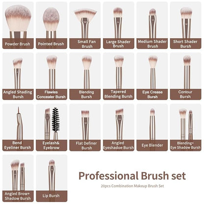 MAANGE Makeup Brushes, 29 Pcs Professional Premium Synthetic Makeup Brush Set, Foundation Eyeshadow Brush Travel Make up Brushes Set (Champagne)