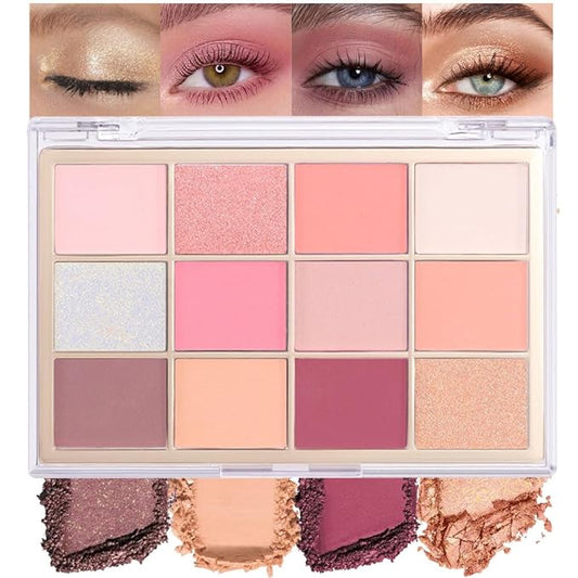 Nude Pink Eyeshadow Palette,Natural Neutral Warm Colors Cream Light Colors Eyeshadow Palette,Highly Pigmented Eye Shadow Palette Long Lasting Naturing-Looking Make Up Pallets for Women,Vegan