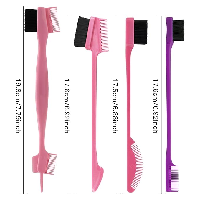 8 Pieces Hair Styling Comb Set Teasing Rat Tail Brush for Edge&Back Brushing, Combing, Slicking Hair for Women Edge Brush Double Sided Edge Comb for All Hair Styles(edge control brush-8pcs)