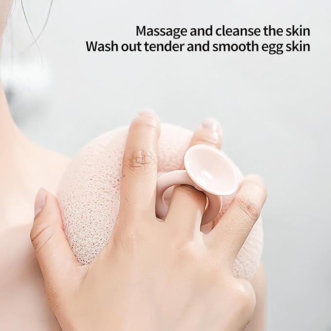 2-in-1 Sunflower Shower Sponge with Suction Cup | Exfoliating Bath Sponge for Soft Skin | Hypoallergenic & Eco-Friendly Body Scrubber for Spa-Like Luxury (Purple Meat Powder)