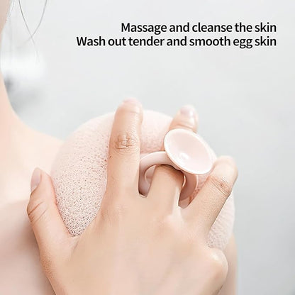 2-in-1 Sunflower Shower Sponge with Suction Cup | Exfoliating Bath Sponge for Soft Skin | Hypoallergenic & Eco-Friendly Body Scrubber for Spa-Like Luxury (Purple Meat Powder)